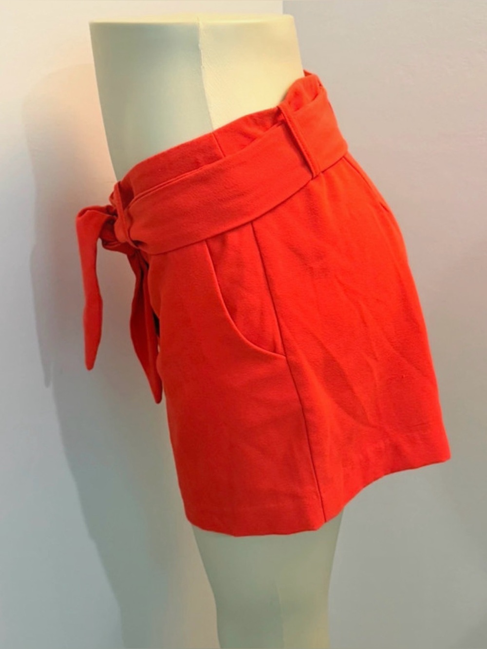 Vibrant Coral Tie Waist Dress Shorts